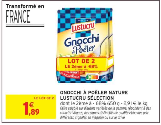 Gnocchi à Poêler Nature Lustucru Sélection