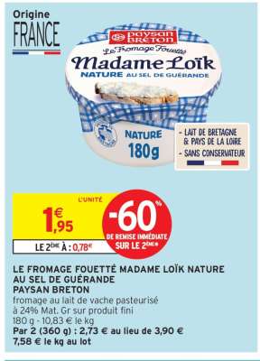 Le Fromage Fouetté Madame Loïk Nature au Sel de Guérande