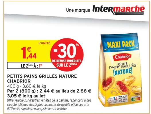 PETITS PAINS GRILLÉS NATURE CHABRIOR
