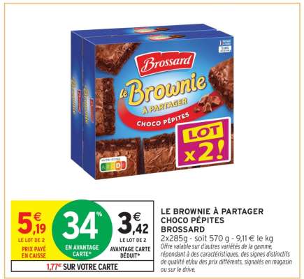 Le Brownie à Partager Choco Pépites Brossard