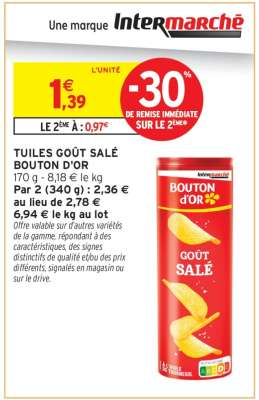 TUILES GOÛT SALÉ BOUTON D'OR