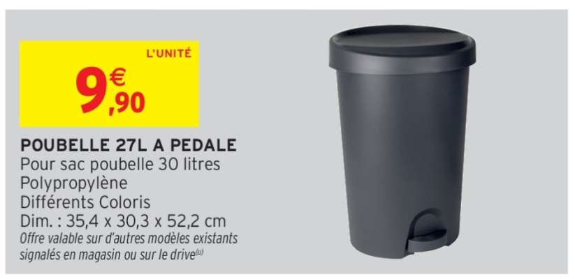 POUBELLE 27L A PEDALE