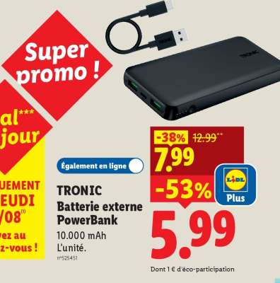 TRONIC Batterie externe Powerbank