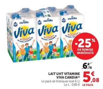 LAIT UHT VITAMINE VIVA CANDIA