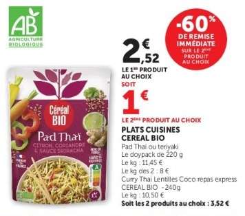 PLATS CUISINES CEREAL BIO