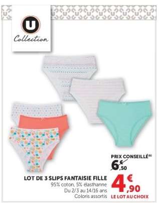 Lot de 3 slips fantaisie fille