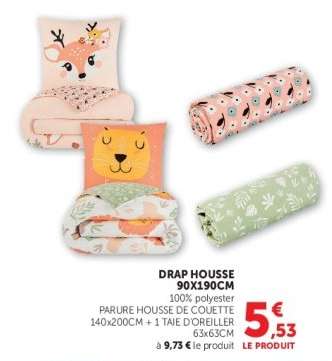 DRAP HOUSSE 90x190CM
