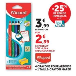 4 crayons pour ardoise + 1 taille-crayon Maped