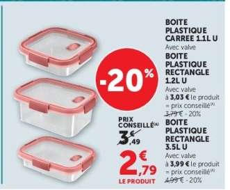 BOITE PLASTIQUE CARREE 1.1L U