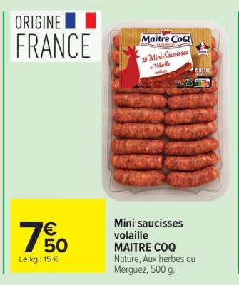 Mini saucisses volaille MAITRE COQ