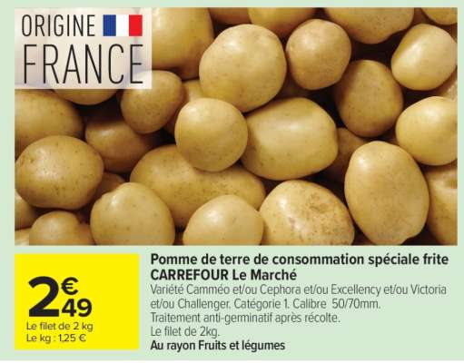 Pomme de terre de consommation spéciale frite CARREFOUR Le Marché