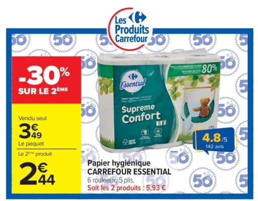 Papier hygiénique CARREFOUR ESSENTIAL