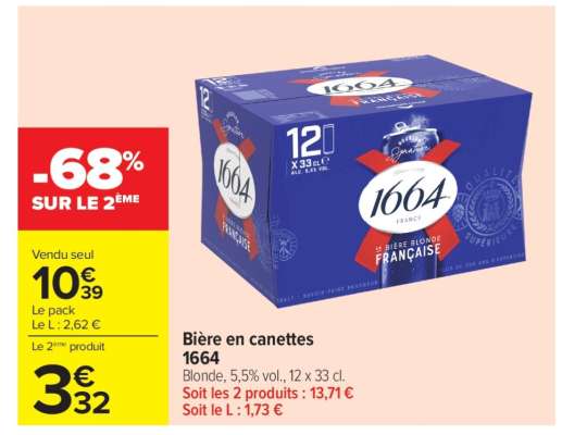 Bière en canettes 1664