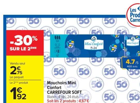 Mouchoirs Mini Confort CARREFOUR SOFT