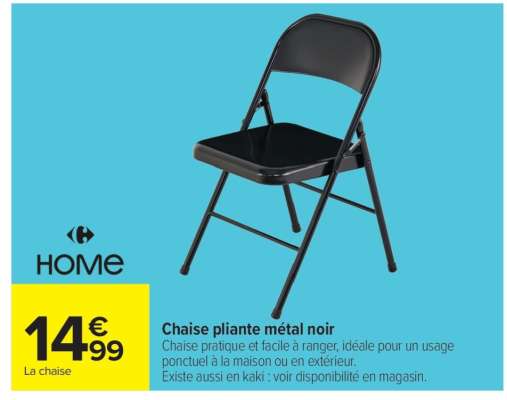 Chaise pliante métal noir