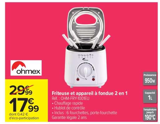 Friteuse et appareil à fondue 2 en 1