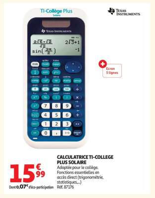 CALCULATRICE TI-COLLEGE PLUS SOLAIRE
