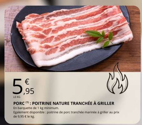PORC: POITRINE NATURE TRANCHÉE À GRILLER