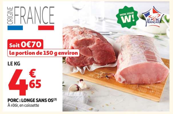 Porc : Longe Sans Os