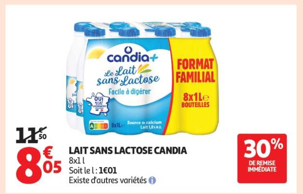 LAIT SANS LACTOSE CANDIA
