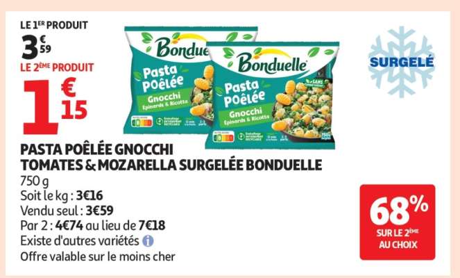 Pasta Poêlée Gnocchi Tomates & Mozarella Surgelée Bonduelle