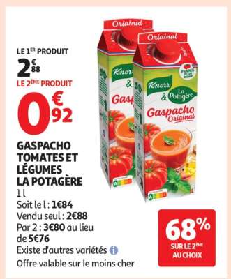 GASPACHO TOMATES ET LÉGUMES LA POTAGÈRE