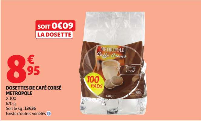 DOSETTES DE CAFÉ CORSÉ METROPOLE