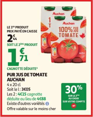 Pur Jus De Tomate Auchan