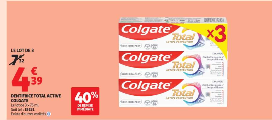 DENTIFRICE TOTAL ACTIVE COLGATE