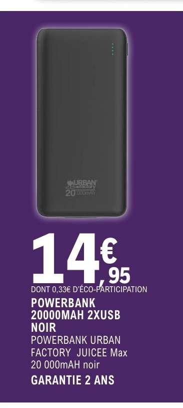 POWERBANK 20000MAH 2XUSB NOIR