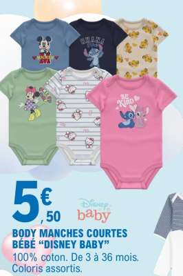 BODY MANCHES COURTES BÉBÉ “DISNEY BABY”