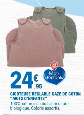 GIGOTEUSE REGLABLE GAZE DE COTON “MOTS D’ENFANTS”