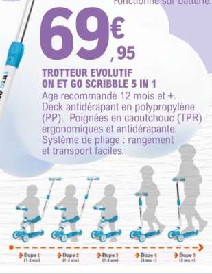 TROTTEUR EVOLUTIF ON ET GO SCRIBBLE 5 IN 1