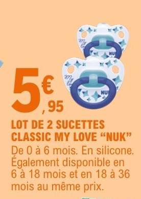 LOT DE 2 SUCETTES CLASSIC MY LOVE “NUK”