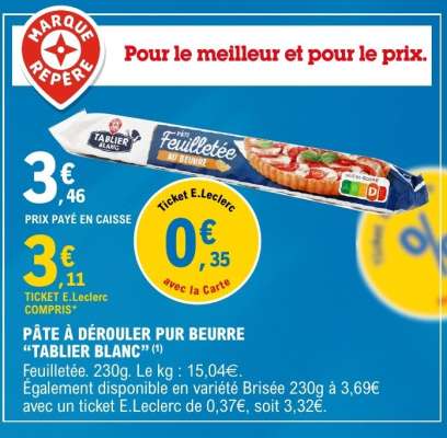 PÂTE À DÉROULER PUR BEURRE 'TABLIER BLANC'