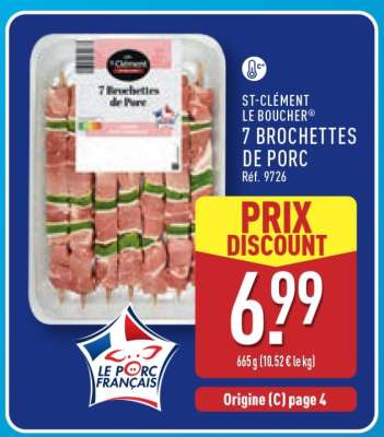 7 brochettes de porc