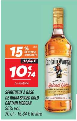 SPIRITUEUX À BASE DE RHUM SPICED GOLD CAPTAIN MORGAN