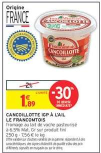 CANCOILLOTTE IGP À L'AIL LE FRANCOMTOIS