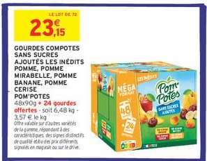 GOURDES COMPOTES SANS SUCRES AJOUTÉS LES INÉDITS POMME, POMME MIRABELLE, POMME BANANE, POMME CERISE POM'POTES