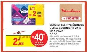 SERVIETTES HYGIÉNIQUES ULTRA GOODNIGHT 2X16 MAXIPACK NANA