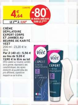CRÈME DÉPILATOIRE EXPERT CORPS ET JAMBES AU BEURRE DE KARITÉ VEET
