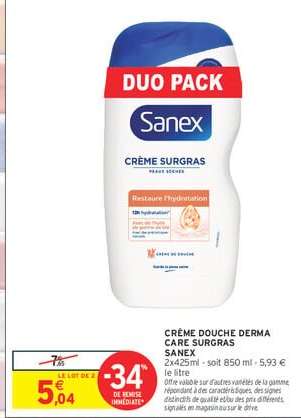 CRÈME DOUCHE DERMA CARE SURGRAS