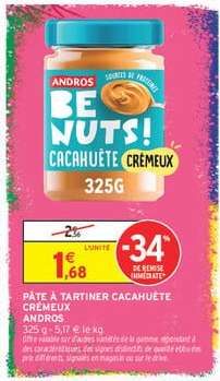 PÂTE À TARTINER CACAHUÈTE CRÉMEUX ANDROS