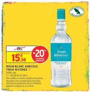 RHUM BLANC AGRICOLE TROIS RIVIÈRES