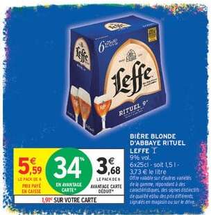 BIÈRE BLONDE D'ABBAYE RITUEL LEFFE 1