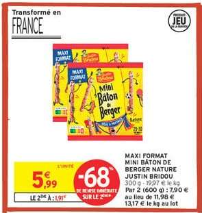 Maxi Format Mini Bâton de Berger Nature Justin Bridou
