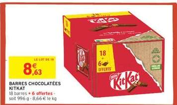BARRES CHOCOLATÉES KITKAT