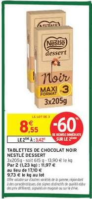 Tablettes De Chocolat Noir Nestle Dessert