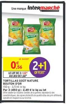TORTILLAS GOÛT NATURE BOUTON D'OR