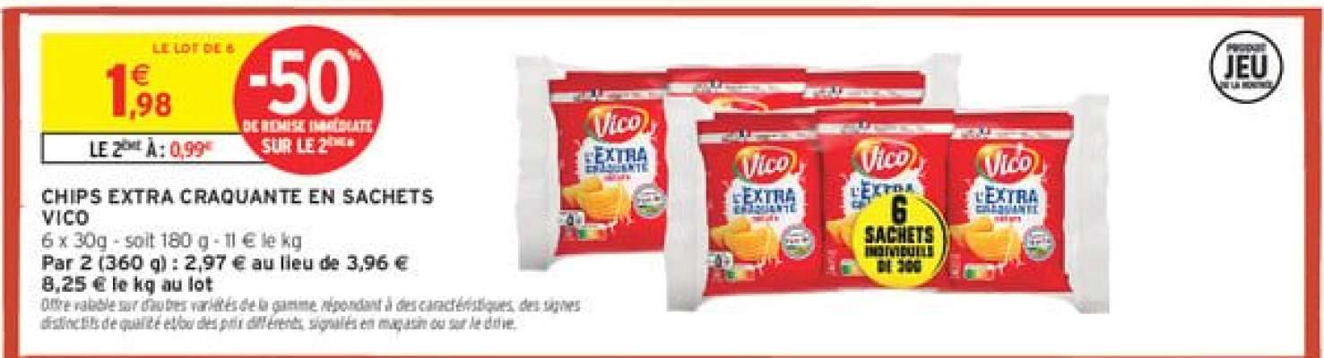 CHIPS EXTRA CRAQUANTE EN SACHETS VICO